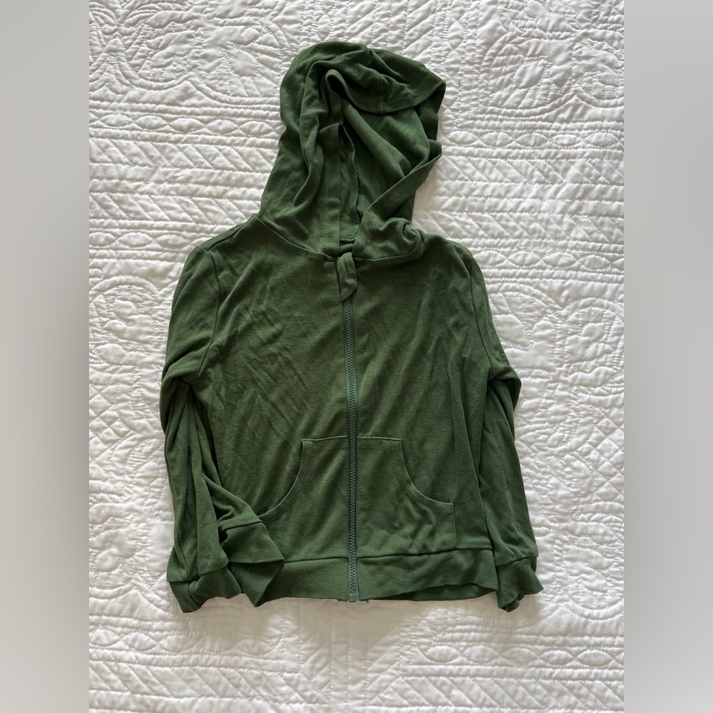 Kyte BABY Bamboo Jersey Green Kids Zippered Hoodie 3T